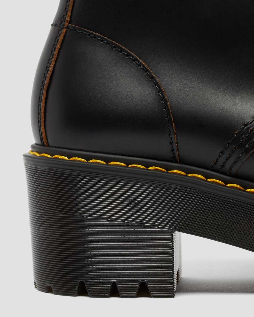 schwarze dr. martens leona vintage smooth damenstiefel mit absatz