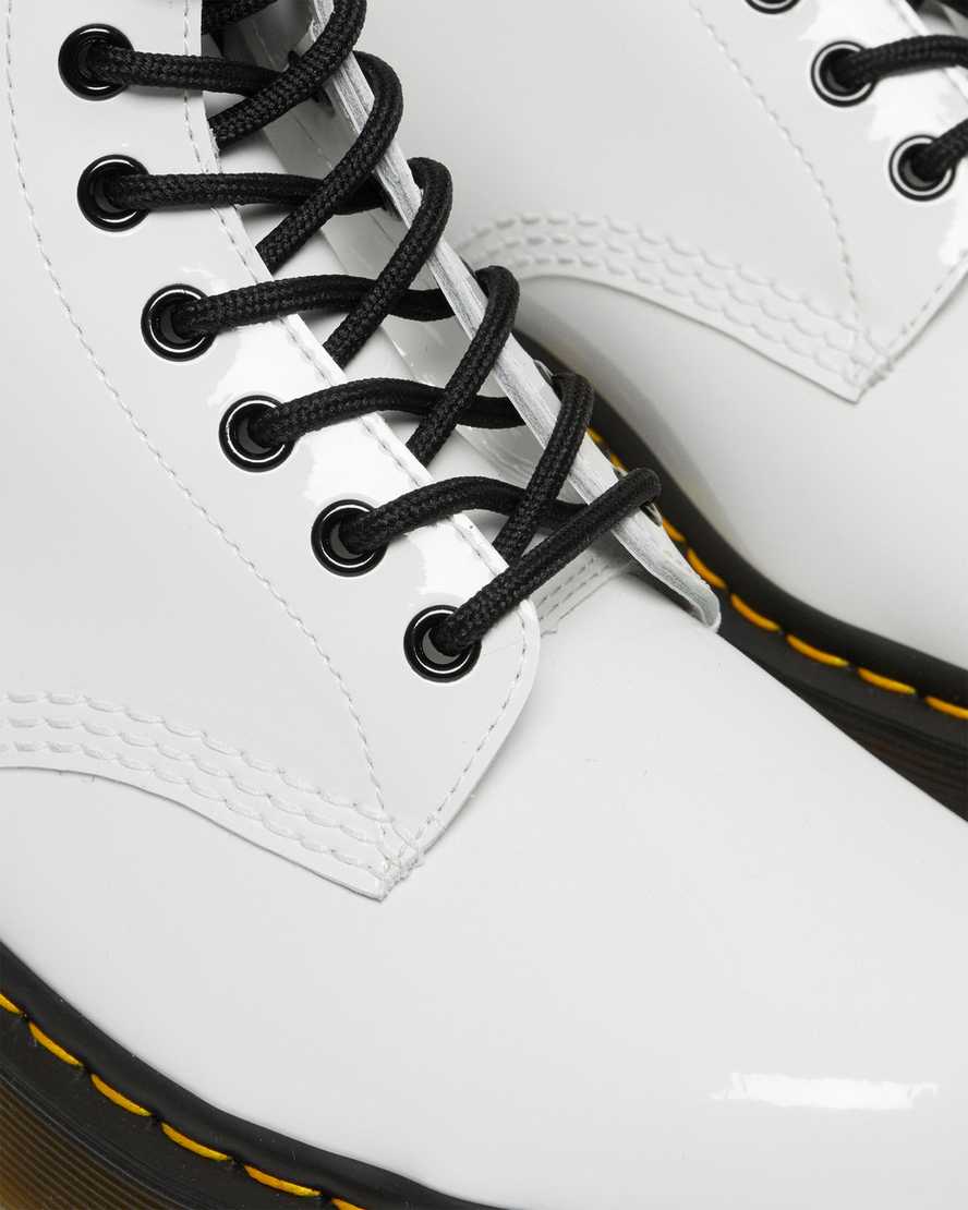 weiße dr. martens 1460 bex lackleder-schnürstiefel für damen
