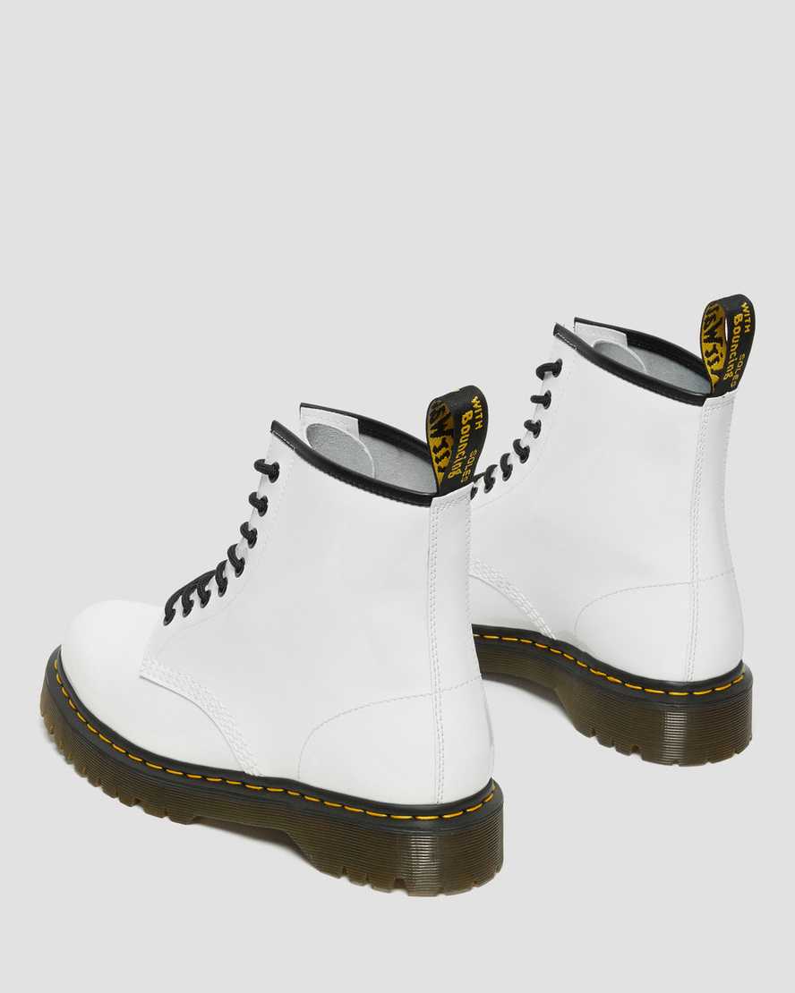 weiße dr. martens 1460 bex lackleder-schnürstiefel für damen