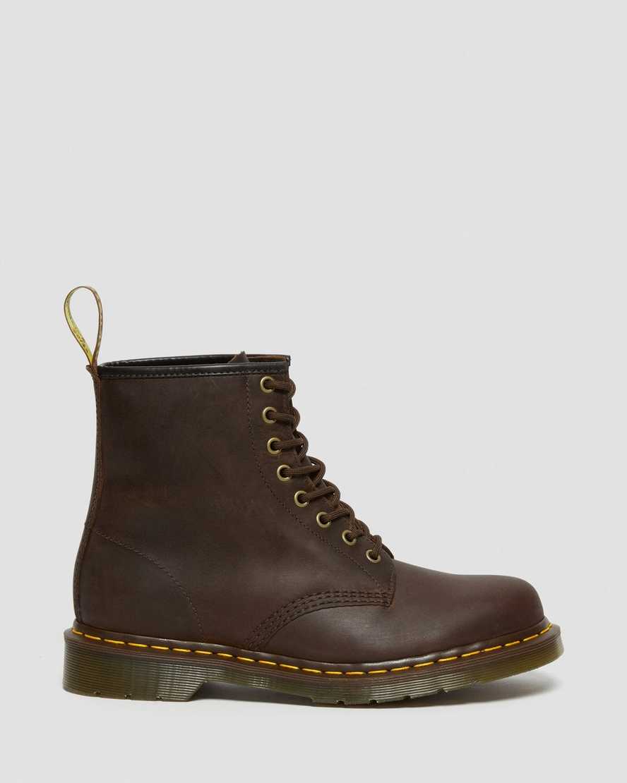 braune dr. martens 1460 crazy horse damen-schnürstiefel