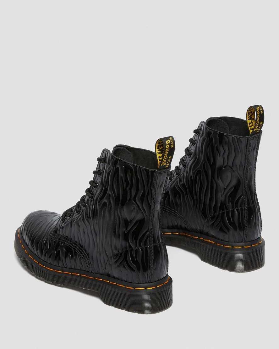 schwarze dr. martens 1460 pascal zebra emboss schnürstiefel für damen.