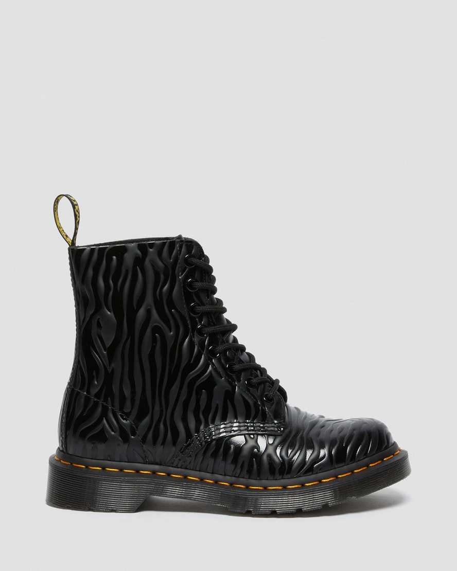 schwarze dr. martens 1460 pascal zebra emboss schnürstiefel für damen.