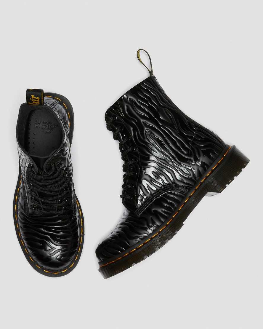 schwarze dr. martens 1460 pascal zebra emboss schnürstiefel für damen.