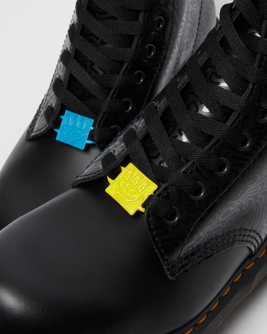 schwarze dr. martens keith haring 1460 smooth damen-schnürstiefel