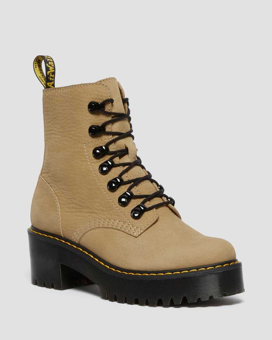 braune dr. martens leona damen-schnürstiefel