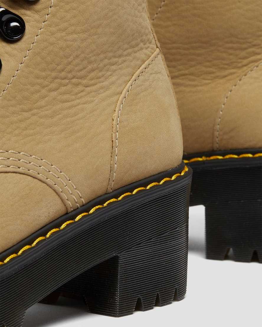 braune dr. martens leona damen-schnürstiefel