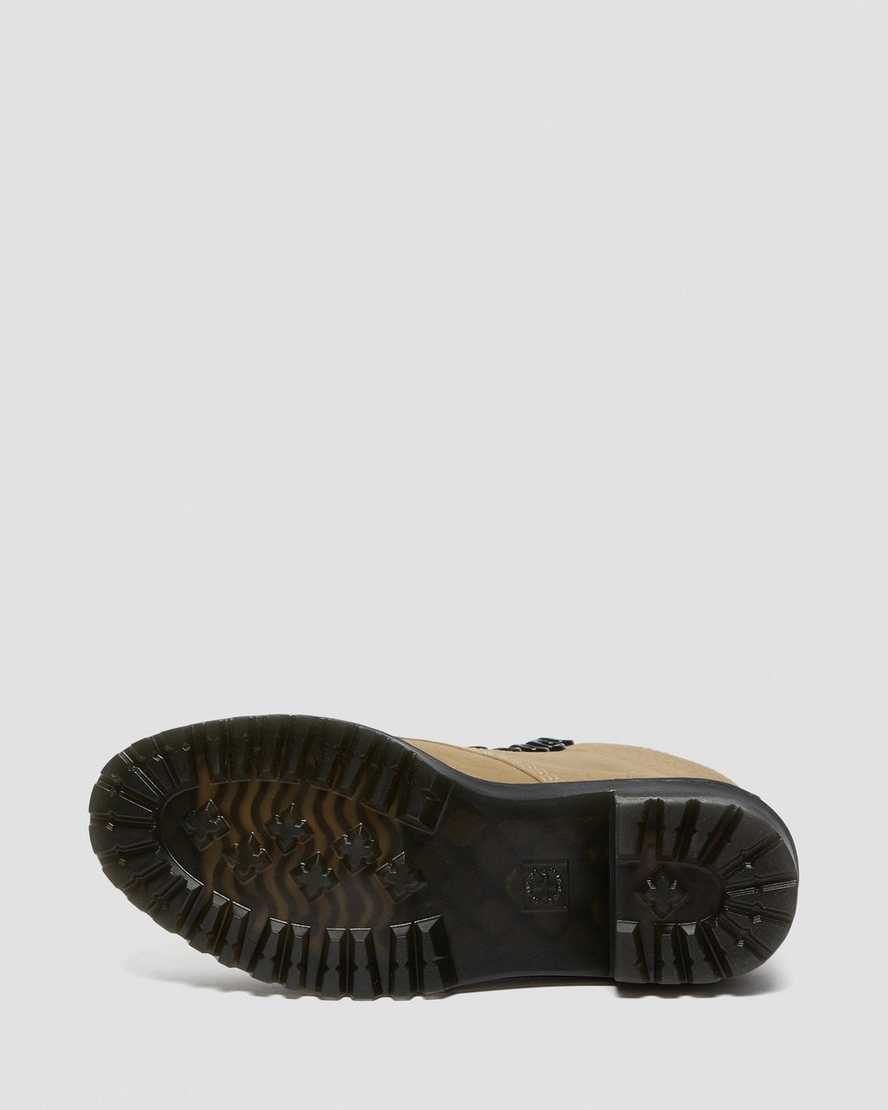 braune dr. martens leona damen-schnürstiefel