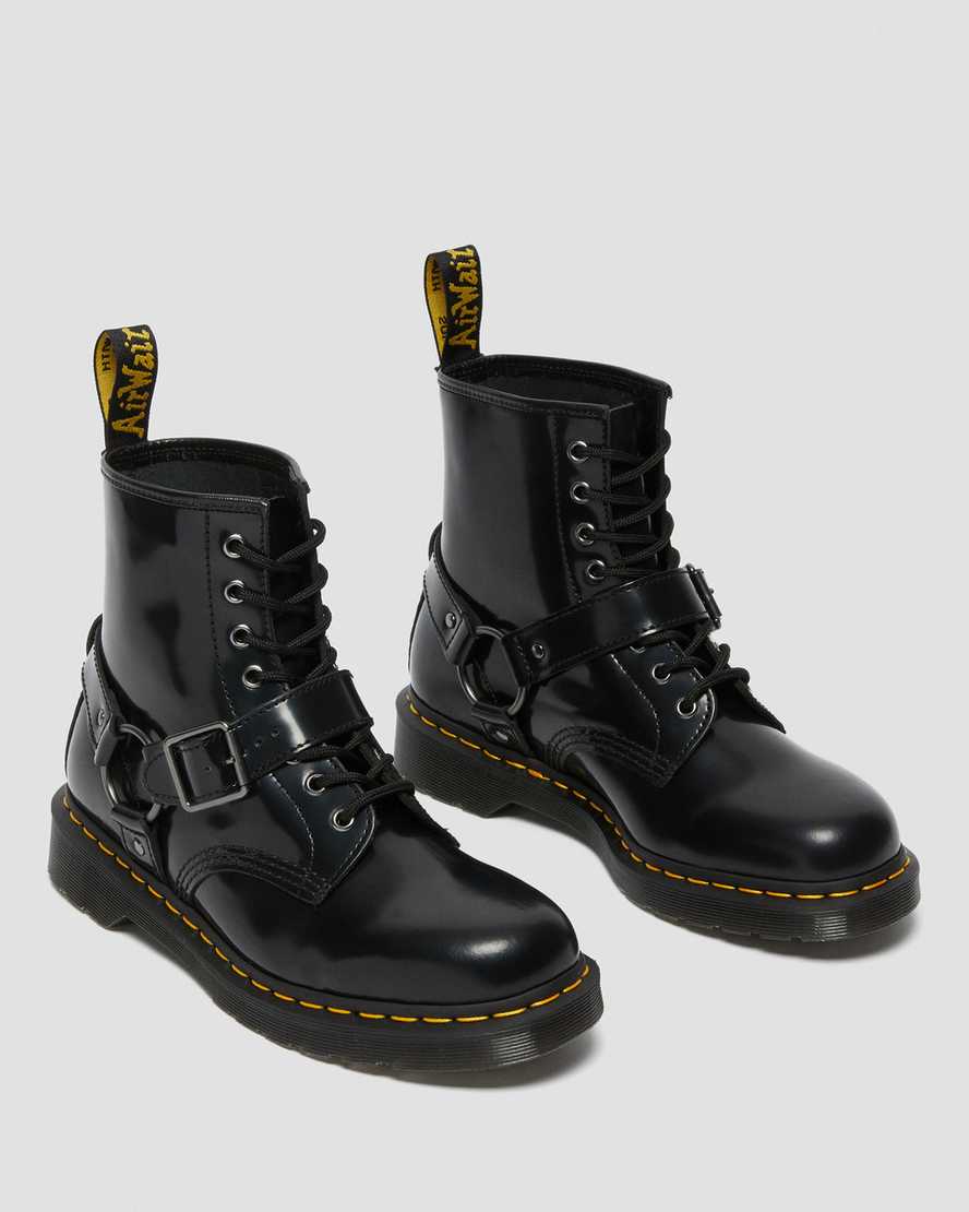 schwarze dr. martens 1460 harness damen-schnürstiefel