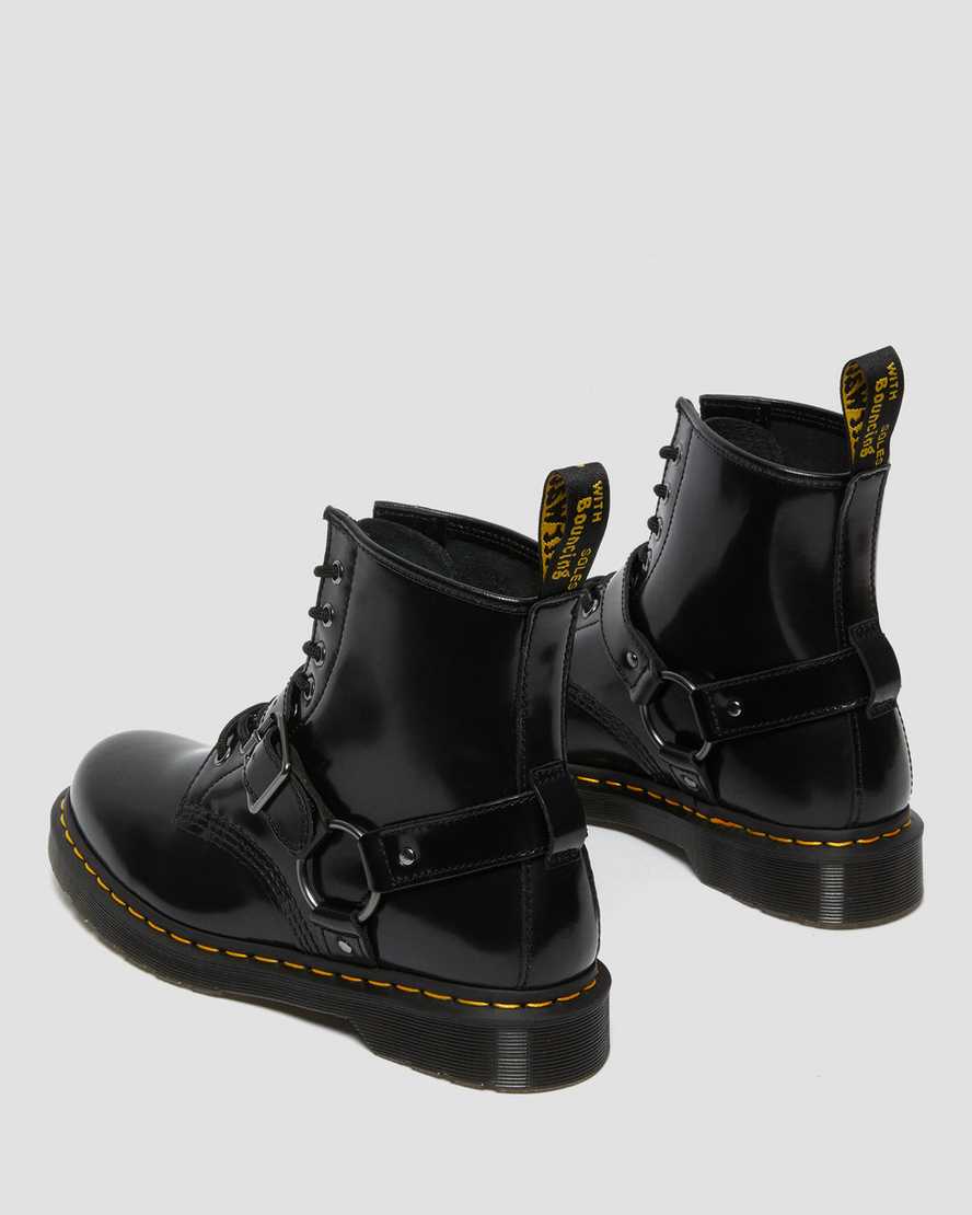 schwarze dr. martens 1460 harness damen-schnürstiefel
