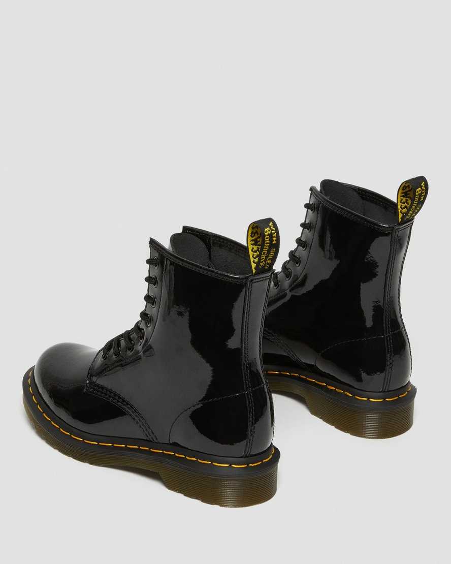 schwarze dr. martens 1460 lackleder-schnürstiefel für damen.