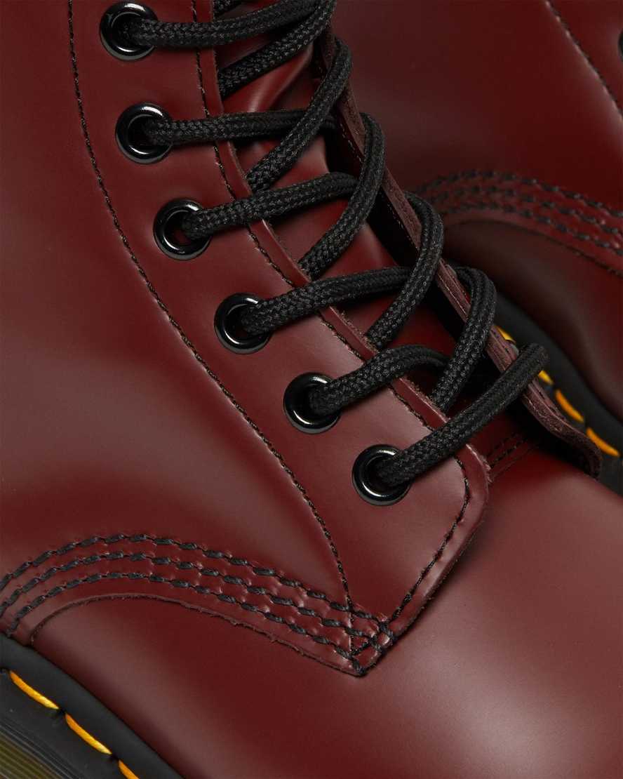 rote dr. martens 1460 smooth damen-schnürstiefel