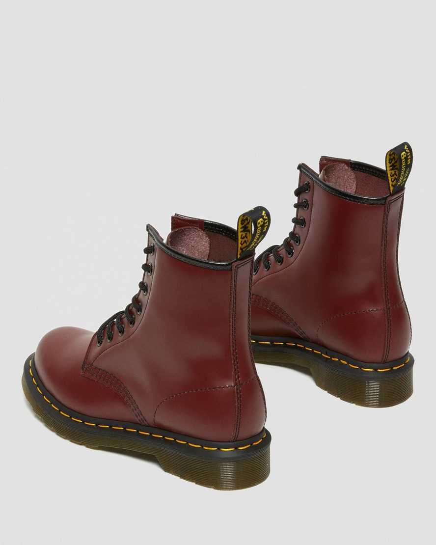 rote dr. martens 1460 smooth damen-schnürstiefel