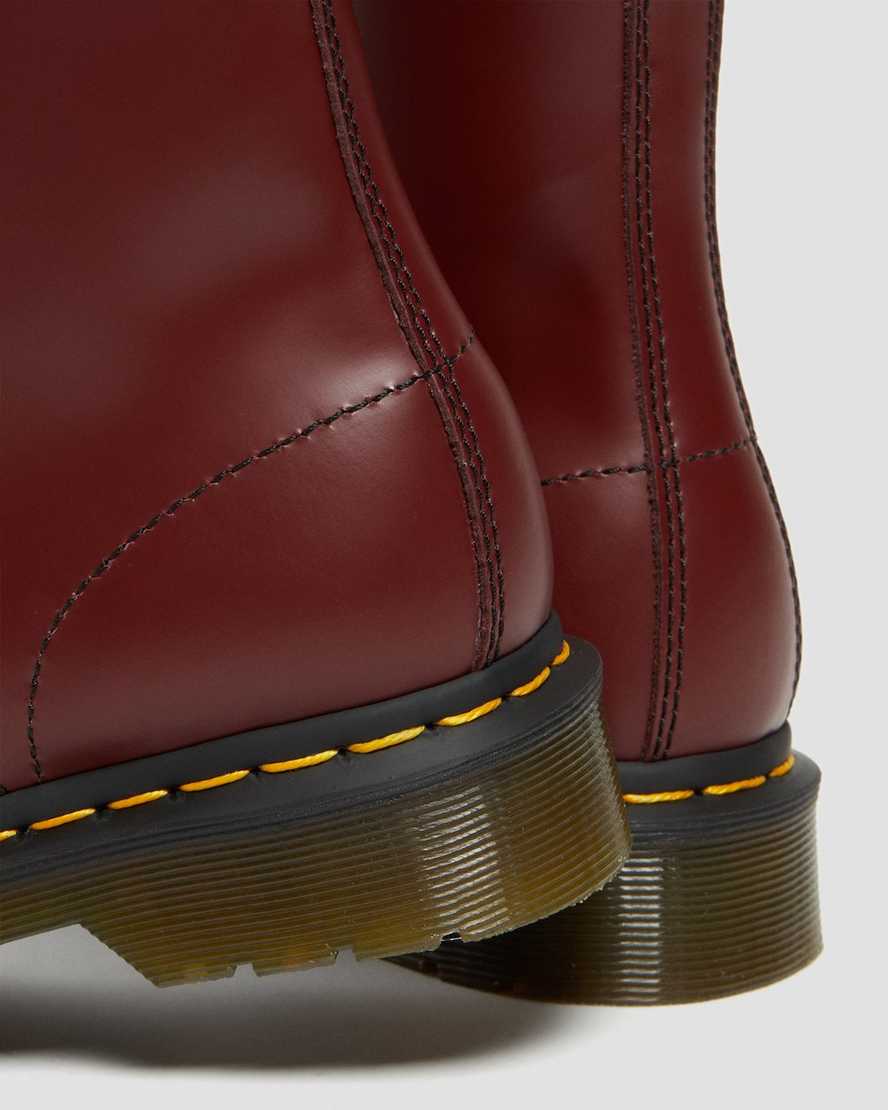 rote dr. martens 1460 smooth damen-schnürstiefel