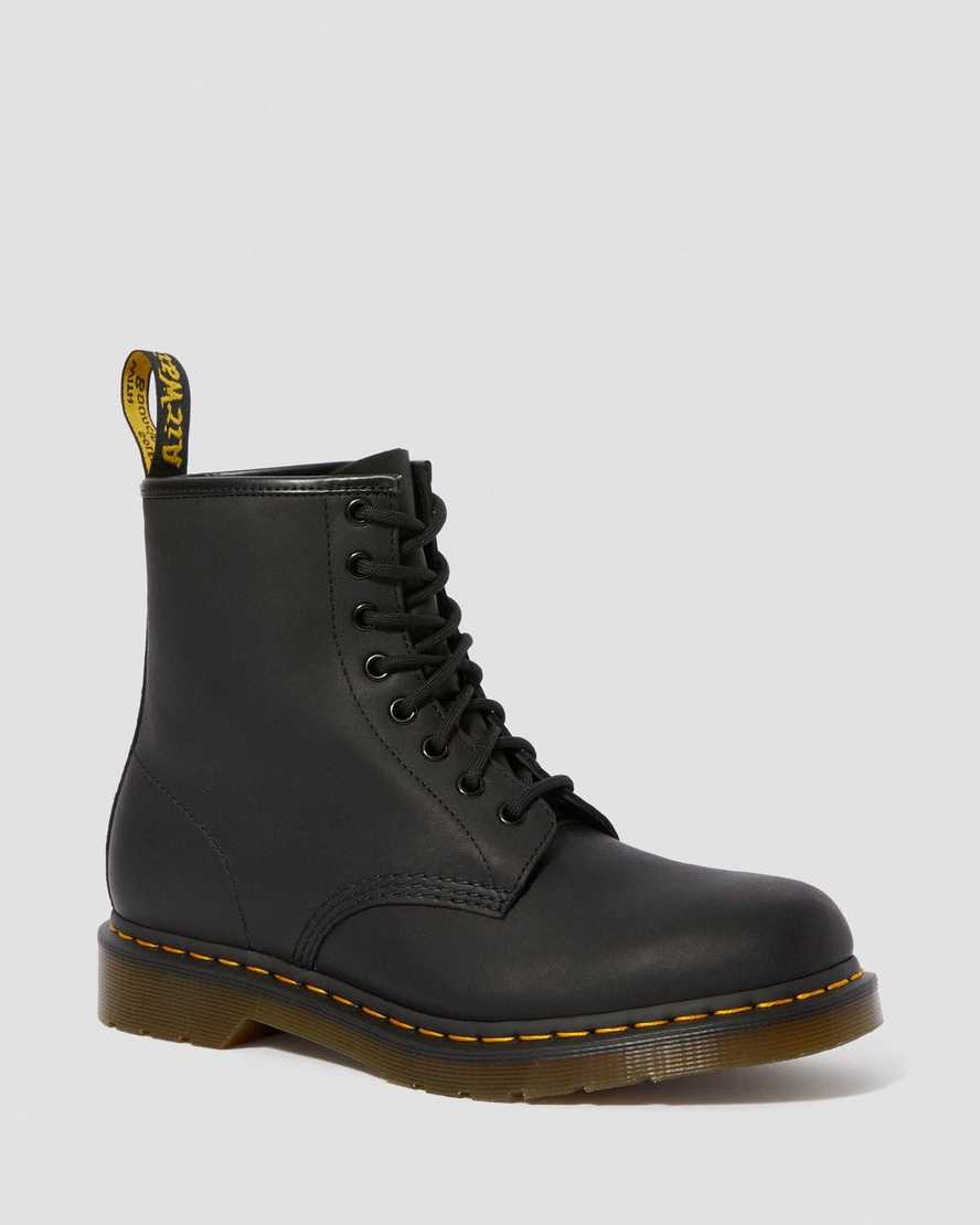 schwarze dr. martens 1460 greasy damen-schnürstiefel
