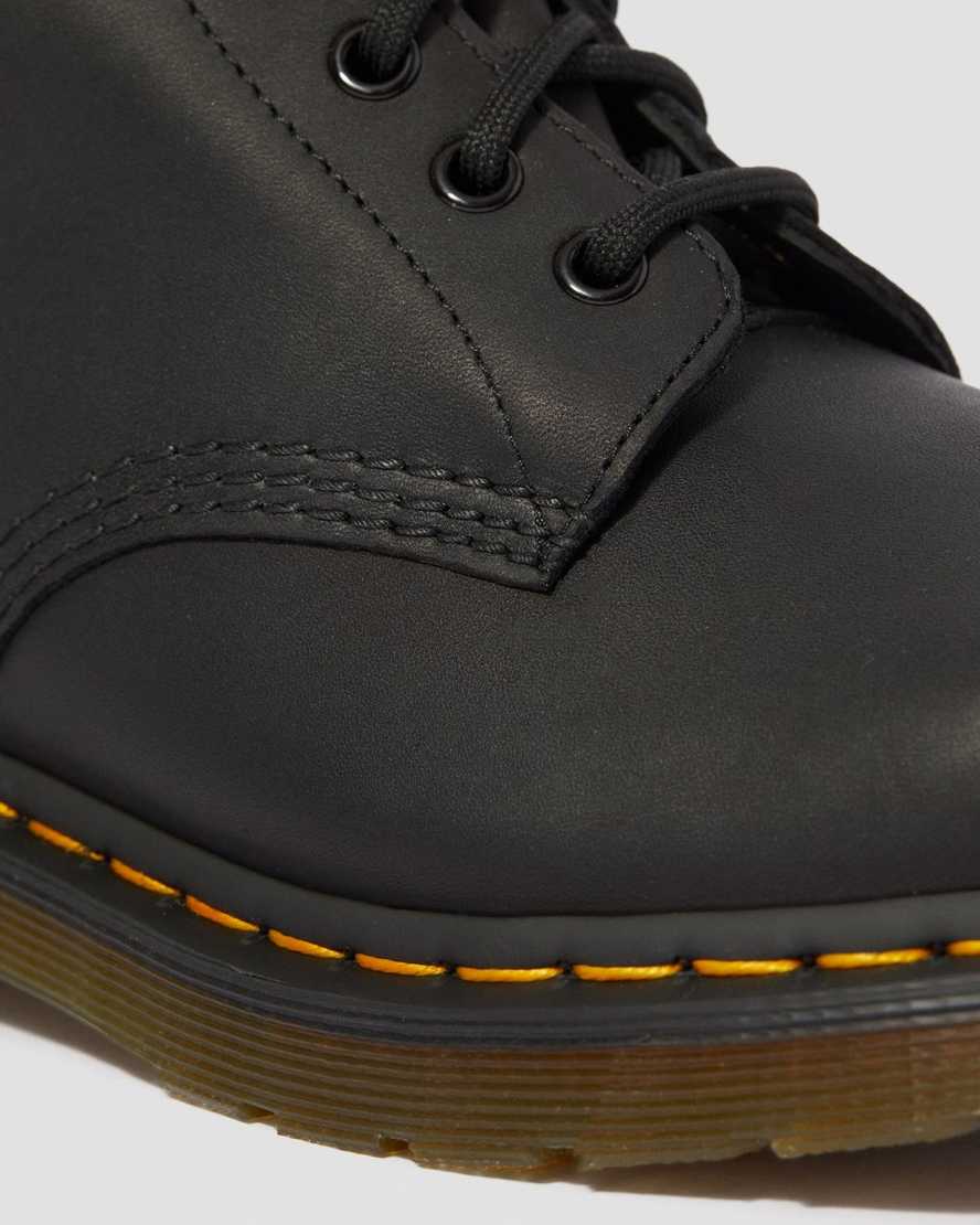 schwarze dr. martens 1460 greasy damen-schnürstiefel