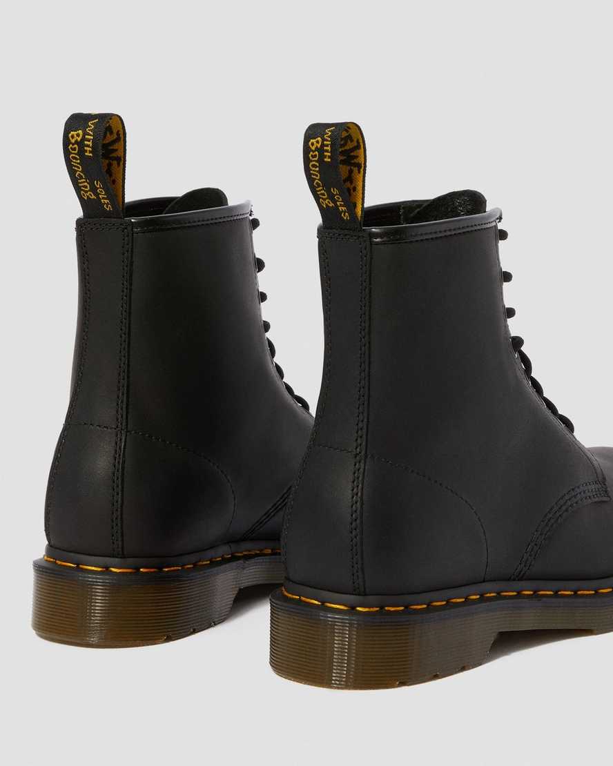 schwarze dr. martens 1460 greasy damen-schnürstiefel