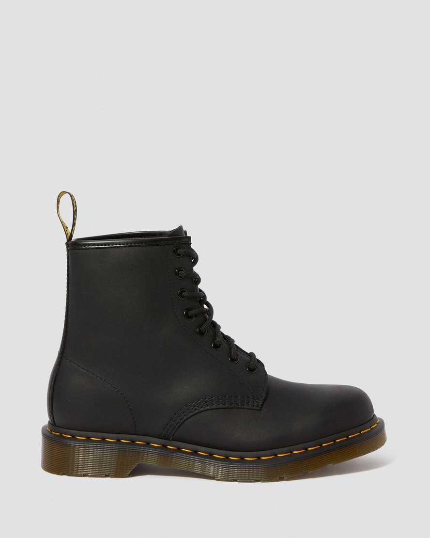 schwarze dr. martens 1460 greasy damen-schnürstiefel