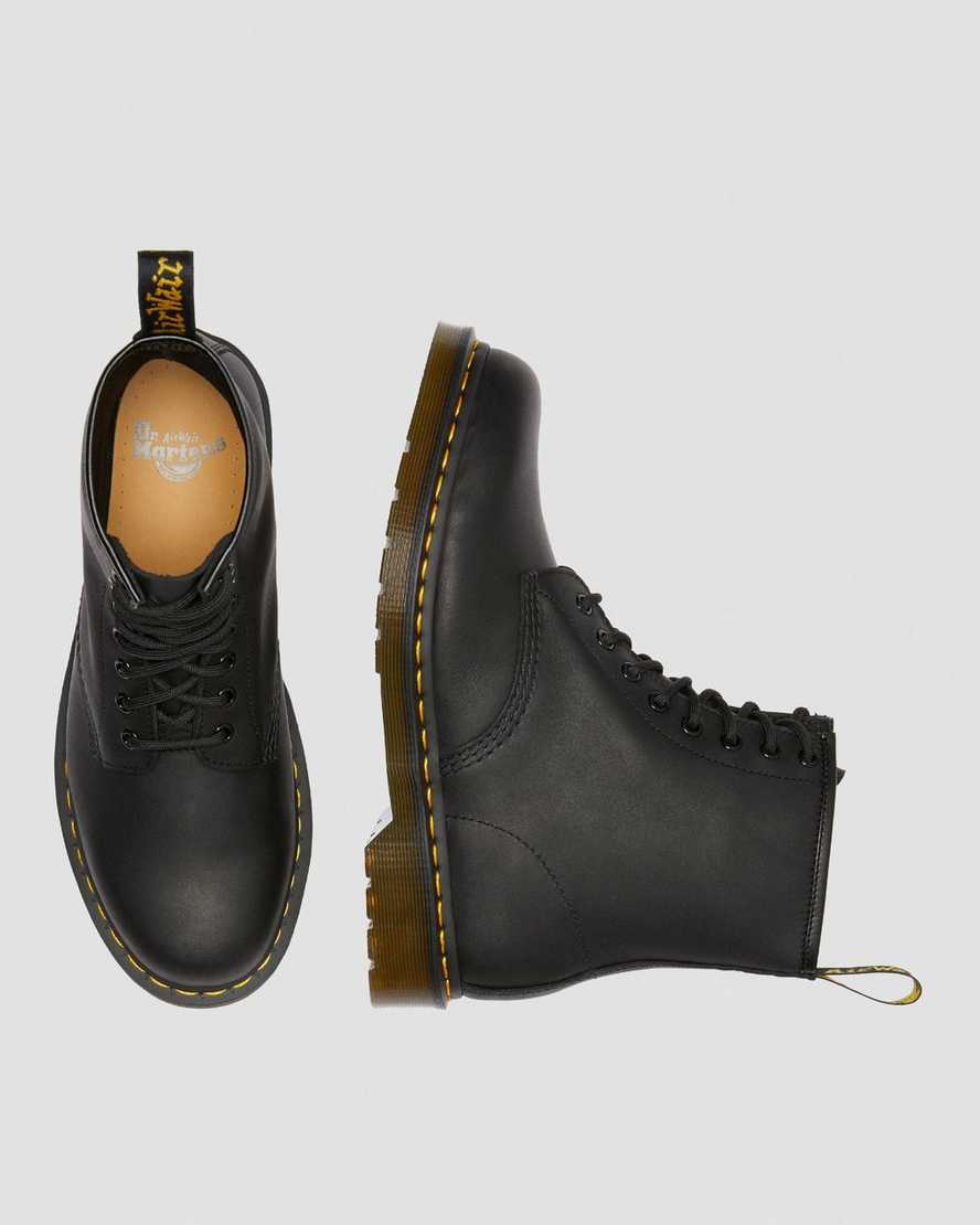 schwarze dr. martens 1460 greasy damen-schnürstiefel