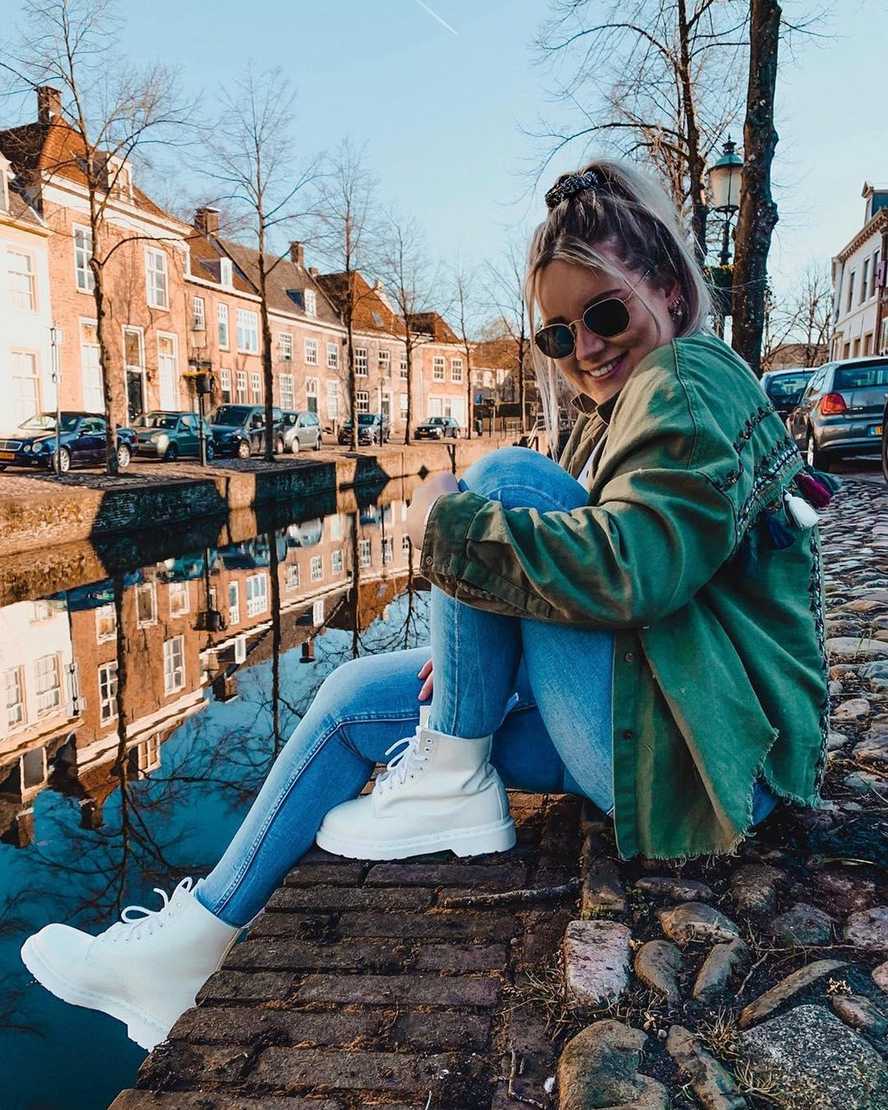 weiße dr. martens 1460 mono smooth damen-schnürstiefel