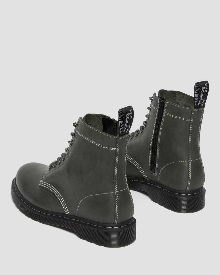 olivgrüne dr. martens 1460 pascal zip damen-schnürstiefel