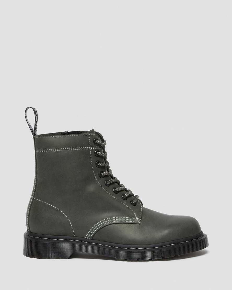 olivgrüne dr. martens 1460 pascal zip damen-schnürstiefel