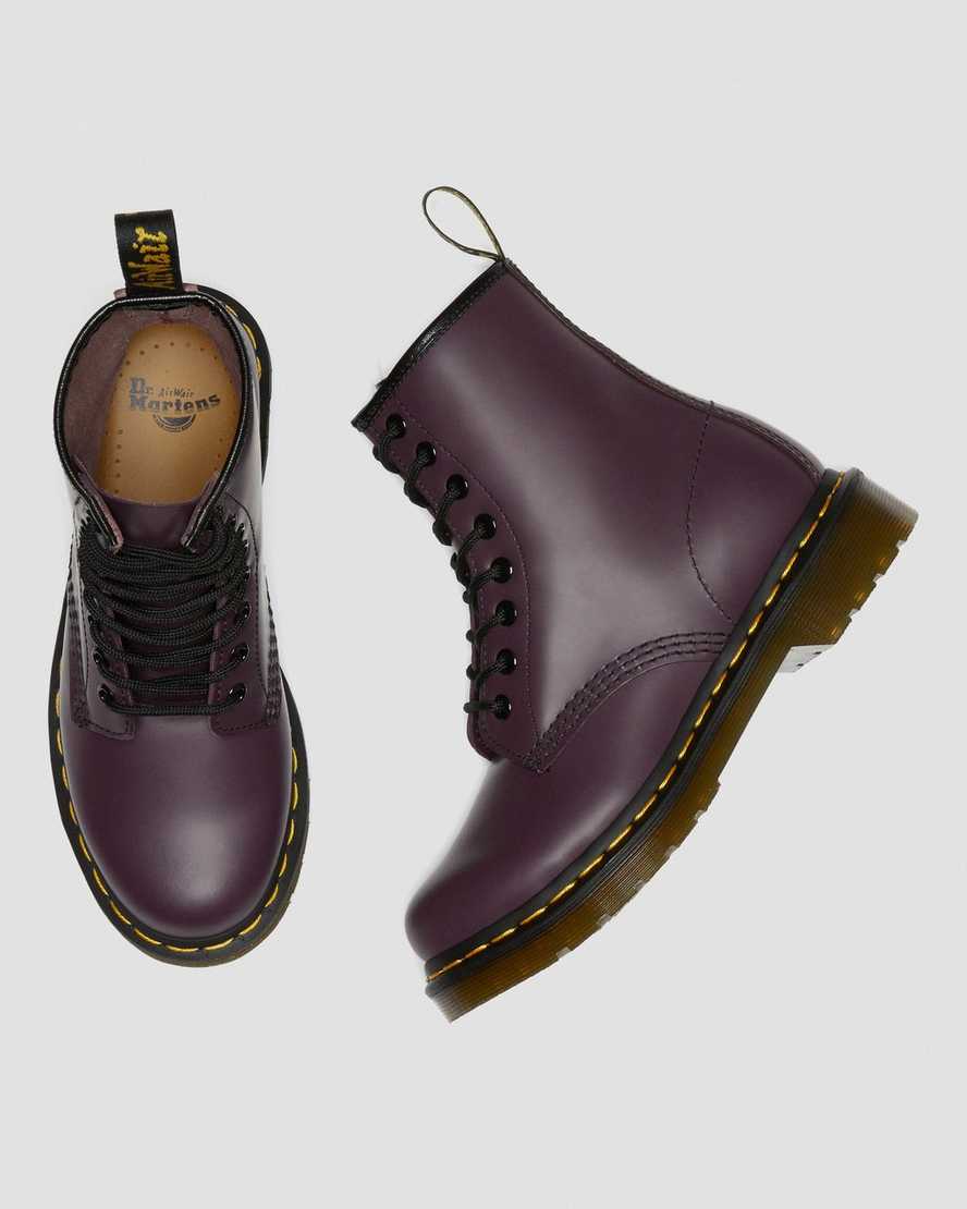 lila dr. martens 1460 smooth damen-schnürstiefel