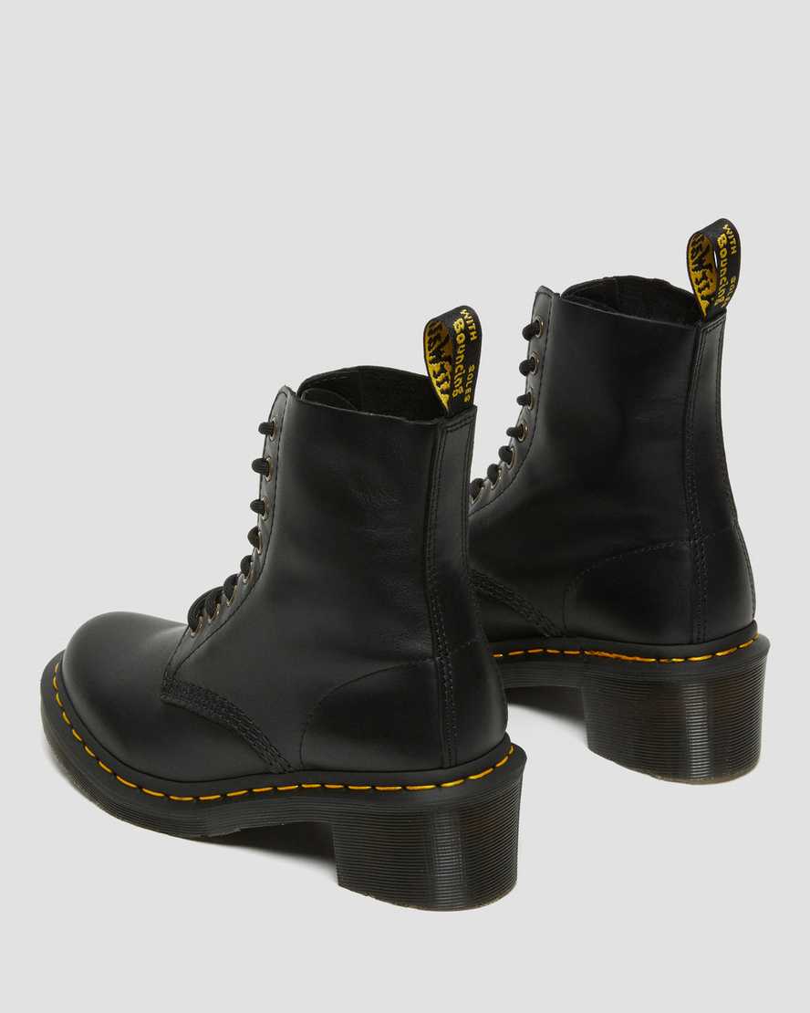 schwarze dr. martens clemency schnürstiefel für damen mit absatz