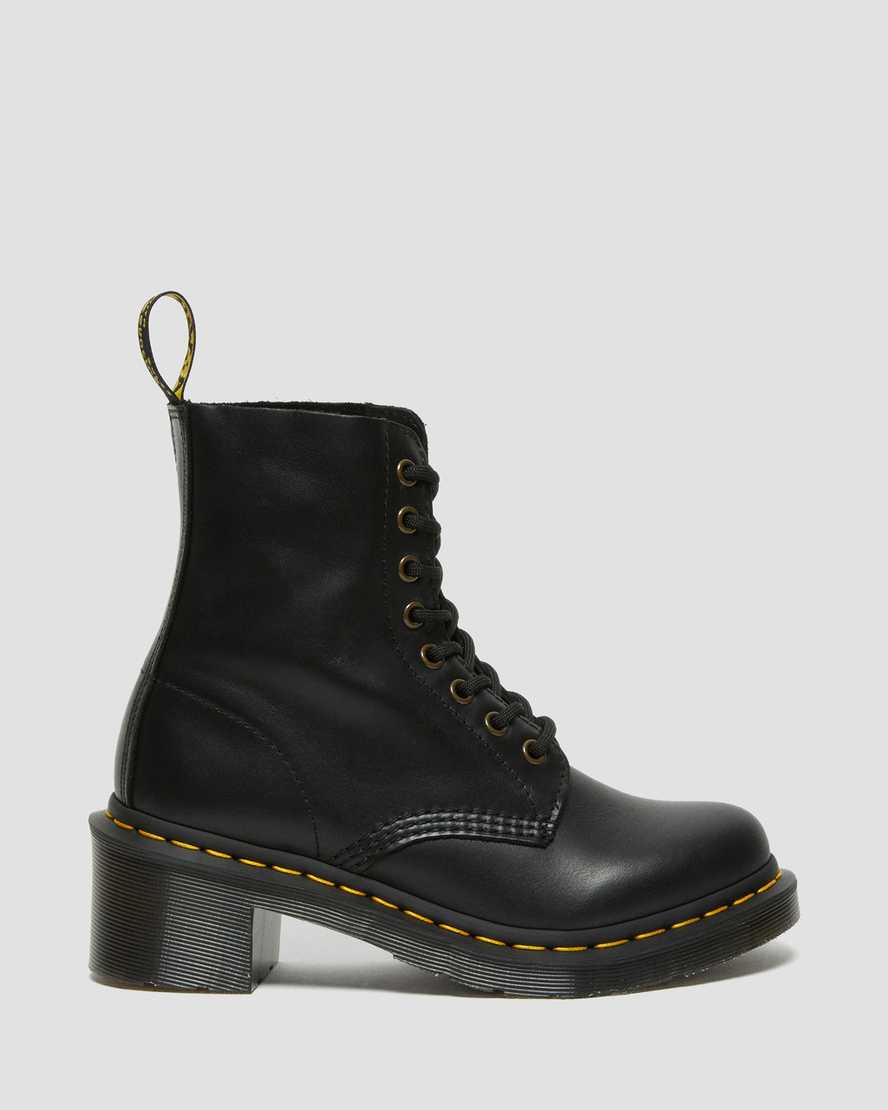 schwarze dr. martens clemency schnürstiefel für damen mit absatz