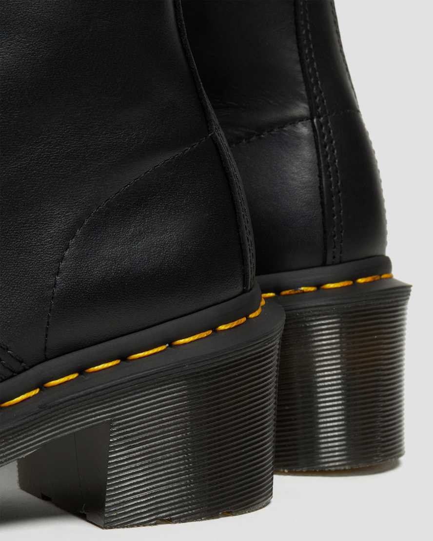schwarze dr. martens clemency schnürstiefel für damen mit absatz
