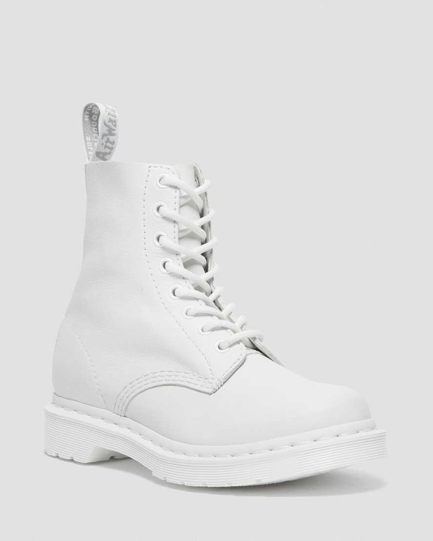 weiße dr. martens 1460 pascal mono damen-schnürstiefel
