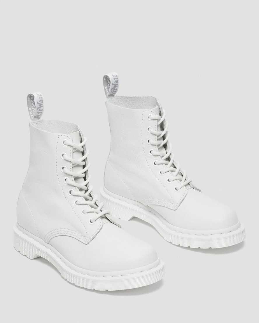 weiße dr. martens 1460 pascal mono damen-schnürstiefel