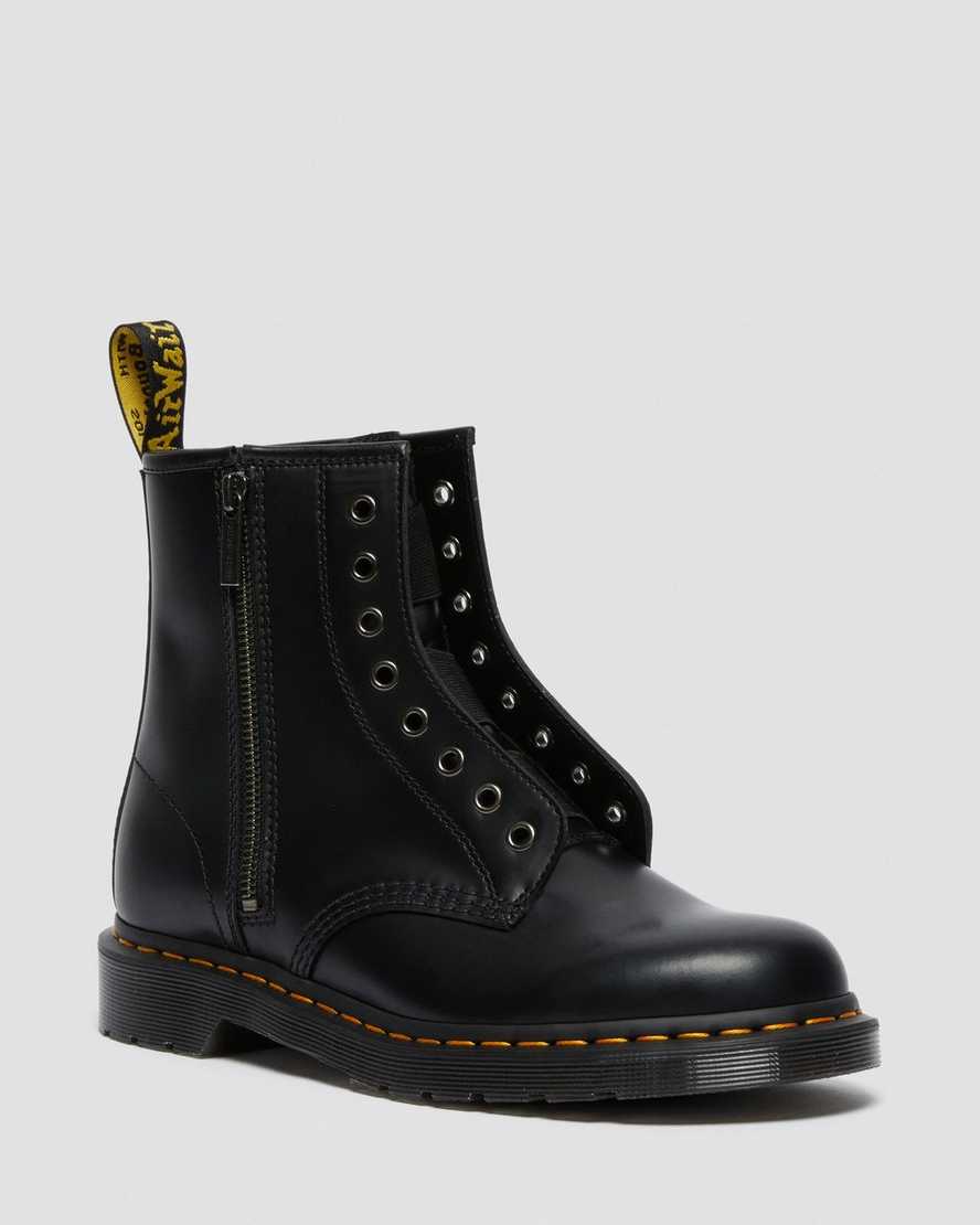 schwarze dr. martens 1460 elastic smooth damen-schnürstiefel