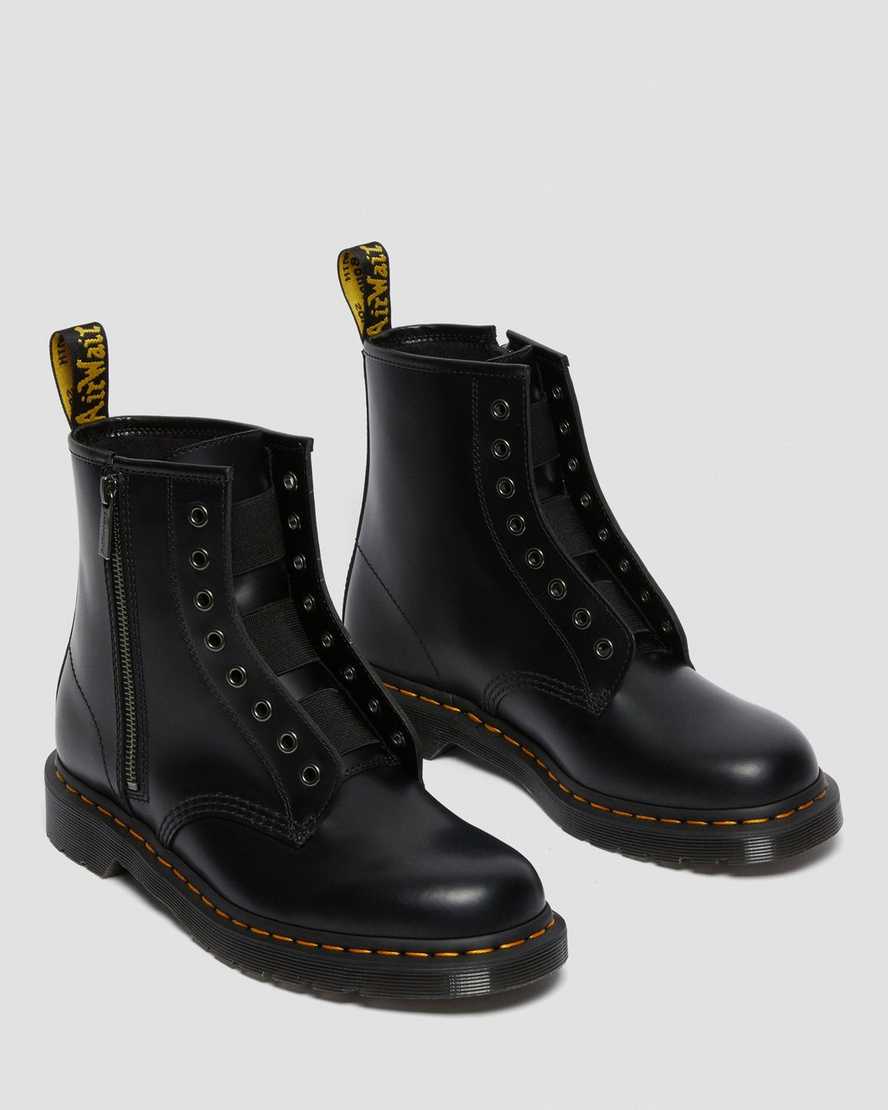 schwarze dr. martens 1460 elastic smooth damen-schnürstiefel