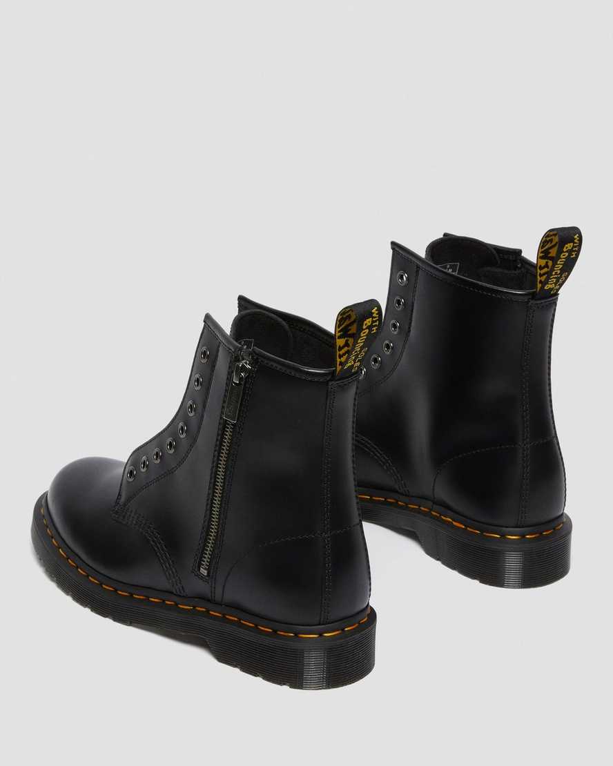 schwarze dr. martens 1460 elastic smooth damen-schnürstiefel