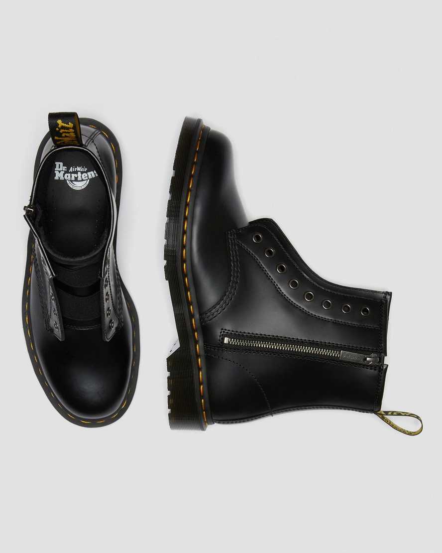 schwarze dr. martens 1460 elastic smooth damen-schnürstiefel