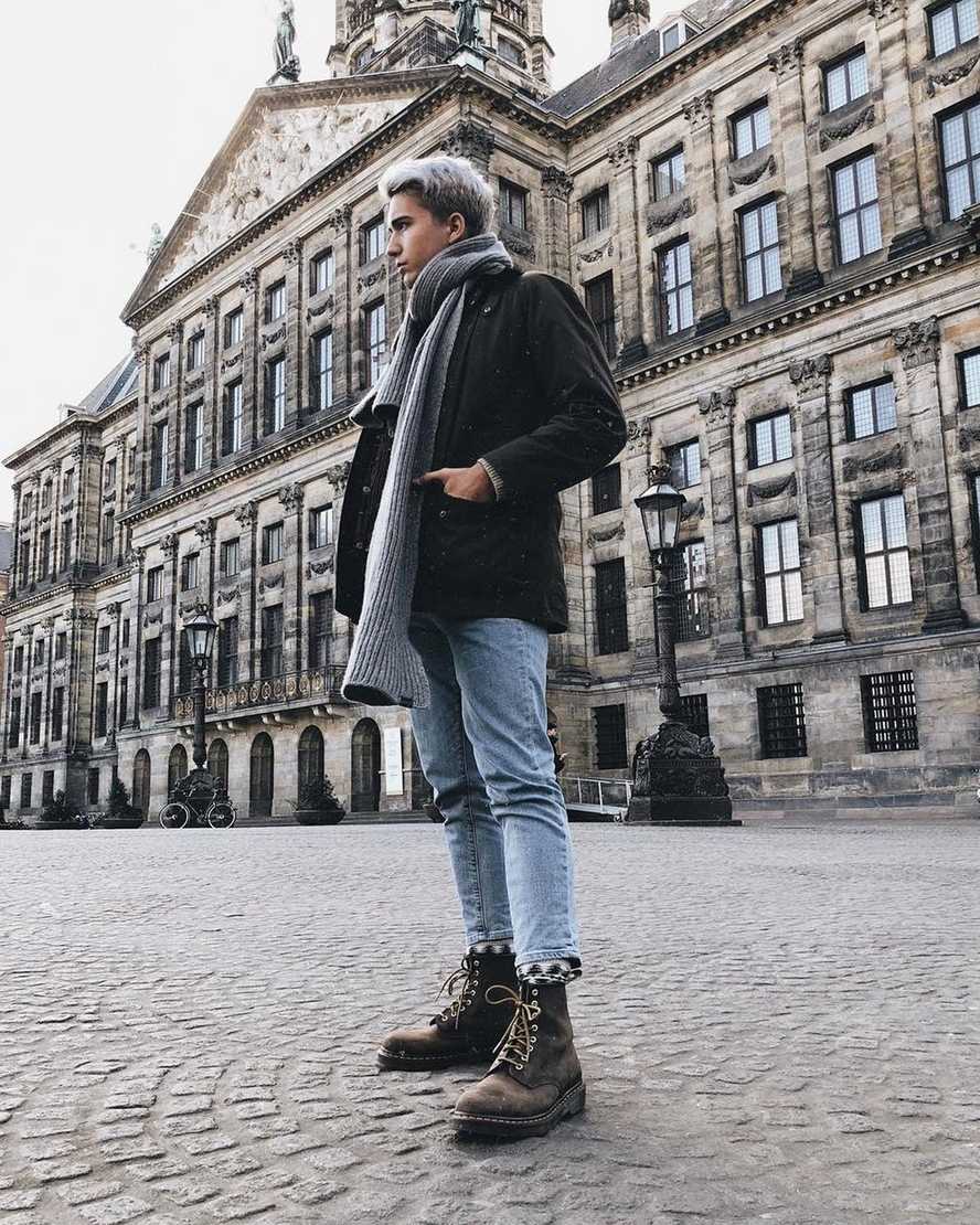 braune dr. martens 1460 crazy horse damen-schnürstiefel