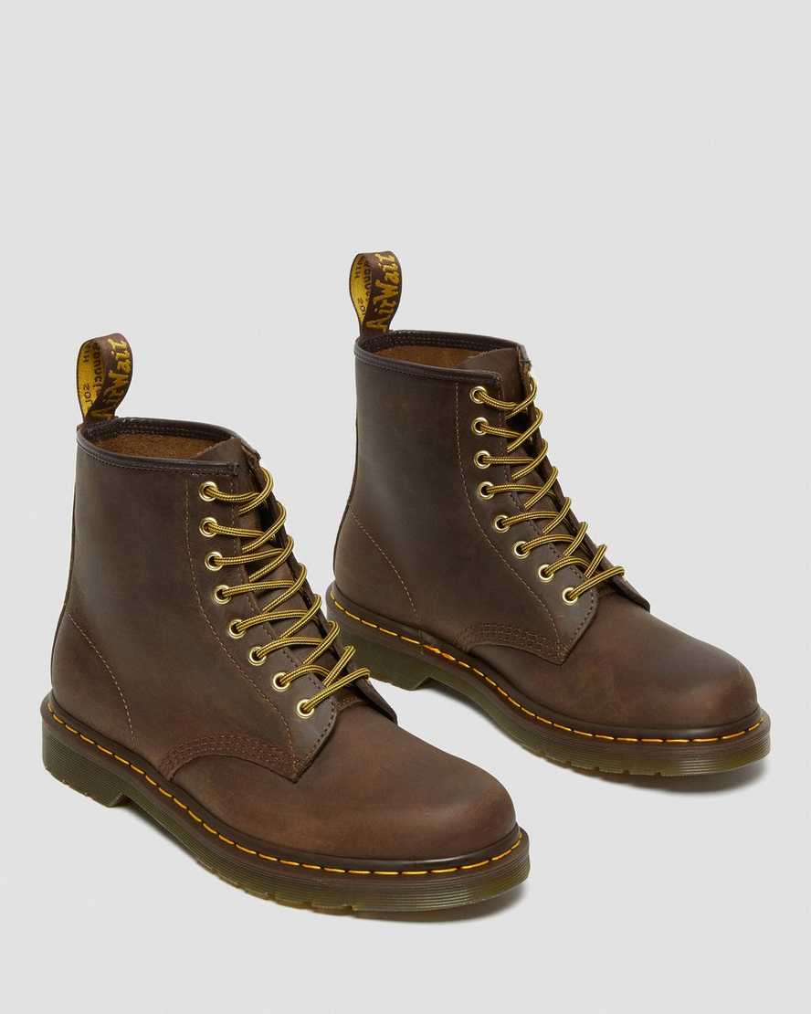 braune dr. martens 1460 crazy horse damen-schnürstiefel