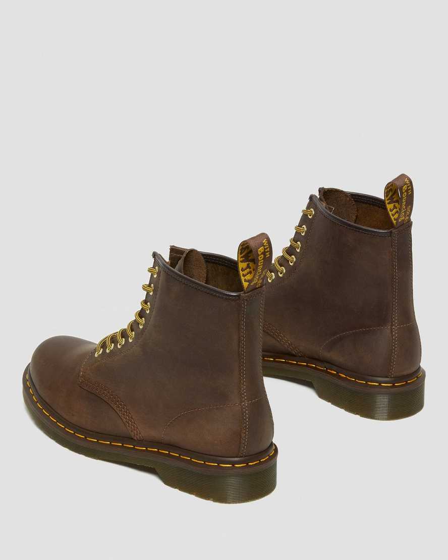 braune dr. martens 1460 crazy horse damen-schnürstiefel