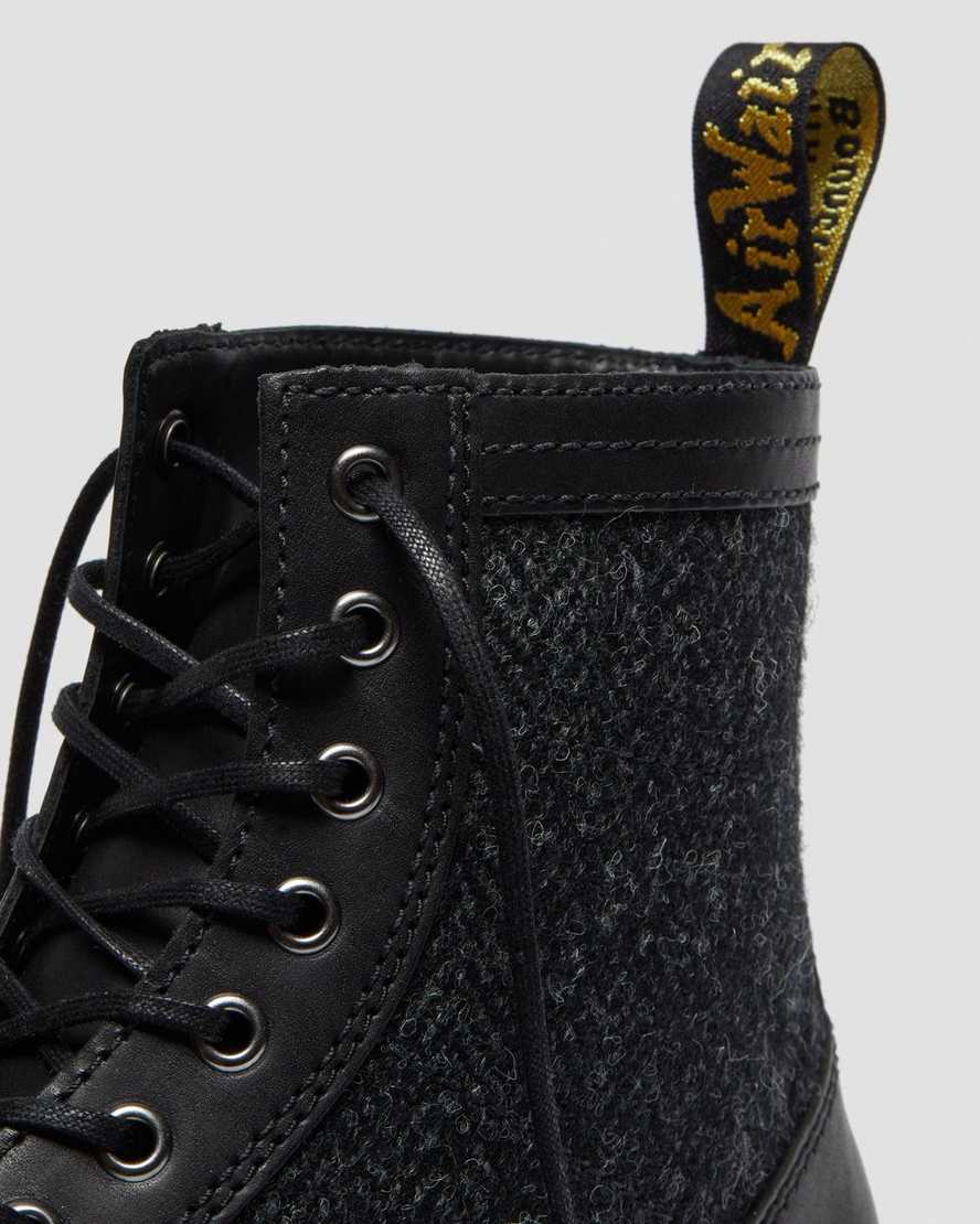 schwarze dr. martens 1460 harris tweed damen-schnürstiefel