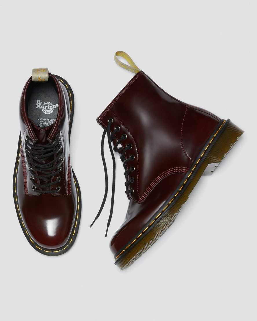 rote dr. martens 1460 damen-schnürstiefel