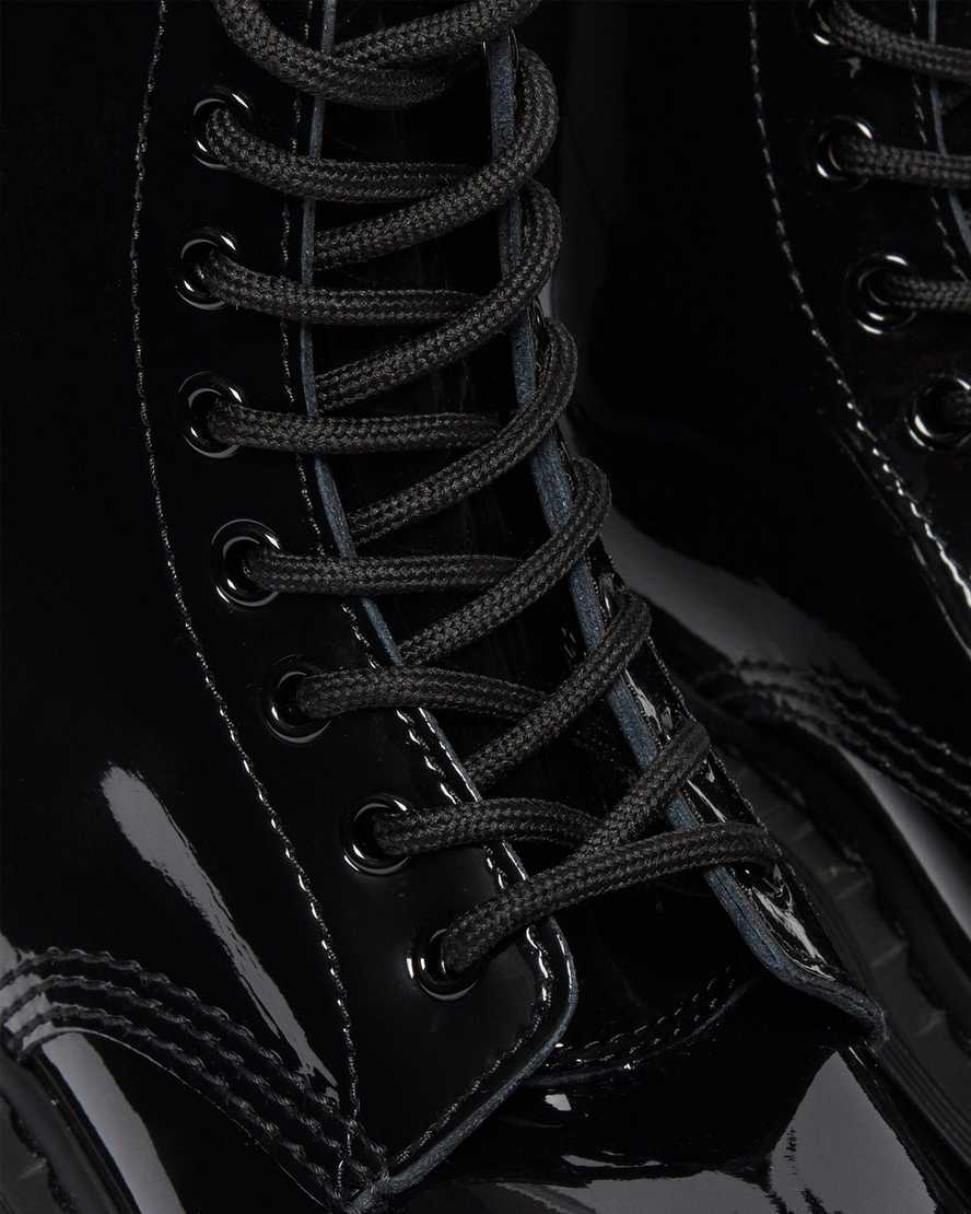 schwarze dr. martens 1460 mono lackleder-schnürstiefel für damen.