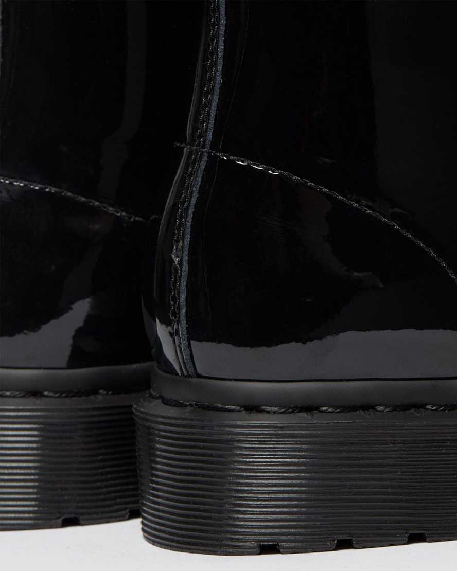 schwarze dr. martens 1460 mono lackleder-schnürstiefel für damen.
