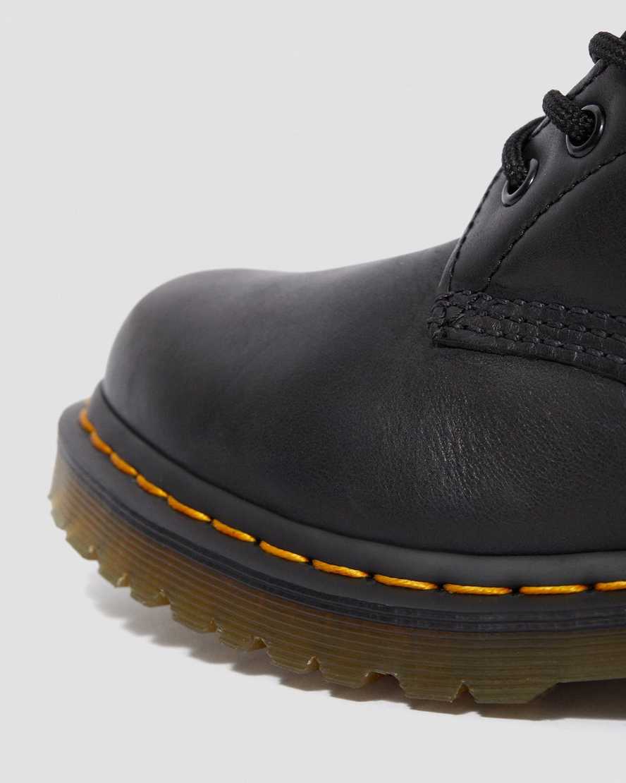 schwarze dr. martens 1460 damen-schnürstiefel mit kunstfellfutter