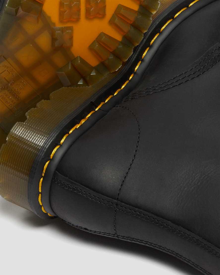 schwarze dr. martens 1460 damen-schnürstiefel mit kunstfellfutter