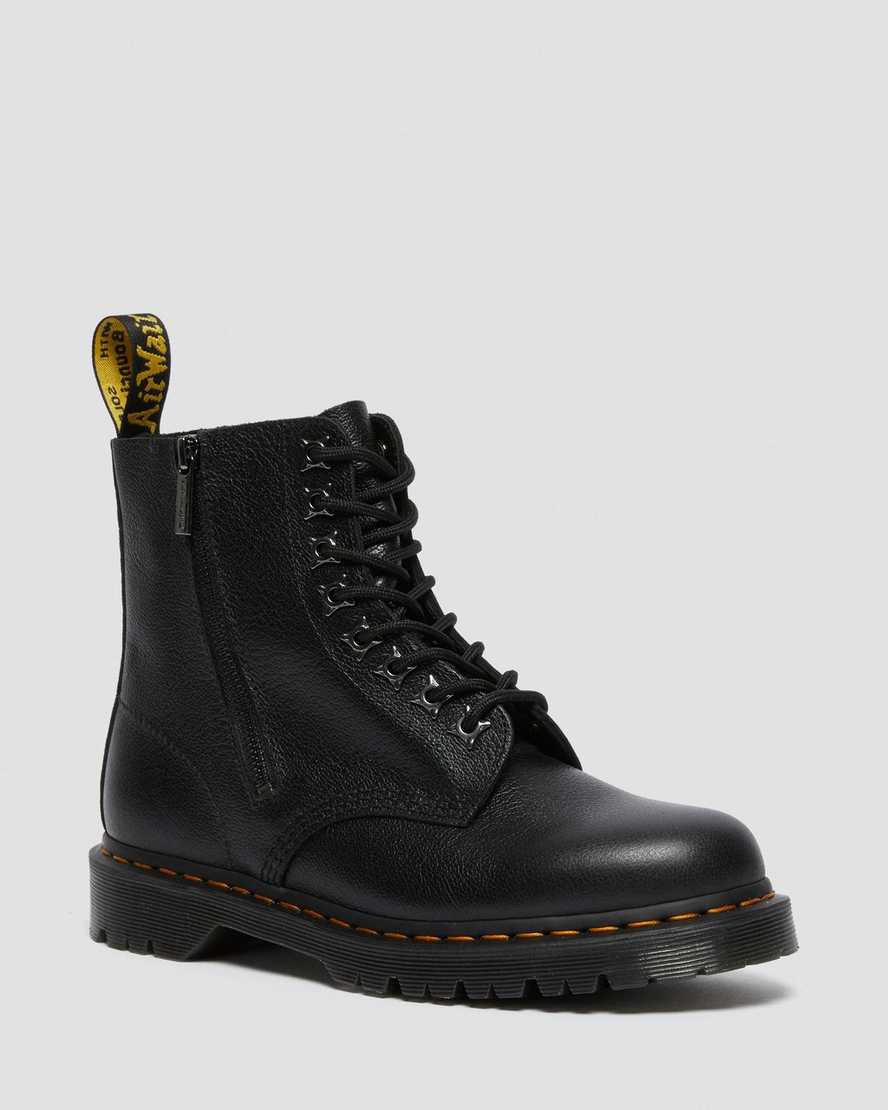 schwarze dr. martens 1460 pascal zip tumbled damen-schnürstiefel