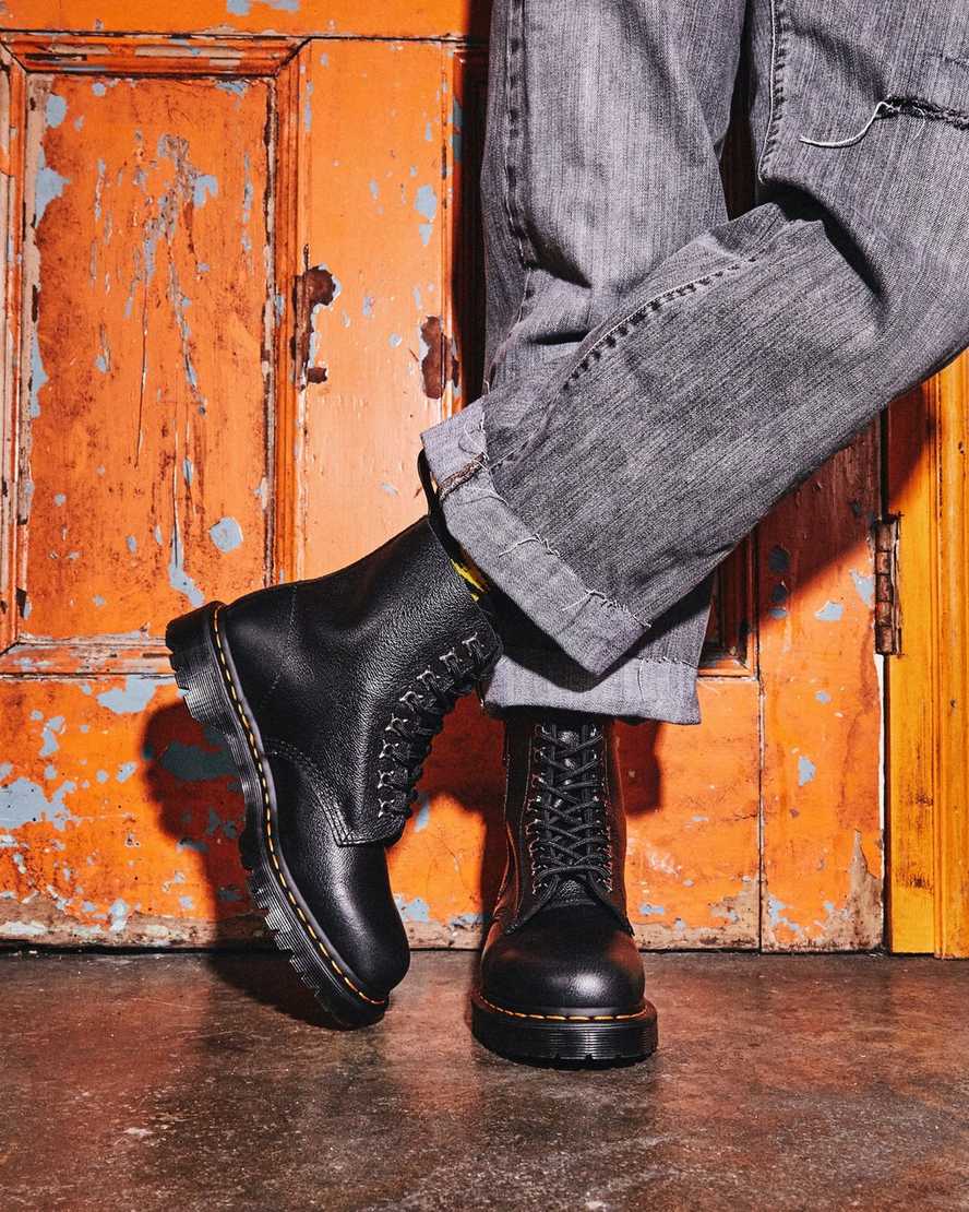 schwarze dr. martens 1460 pascal zip tumbled damen-schnürstiefel