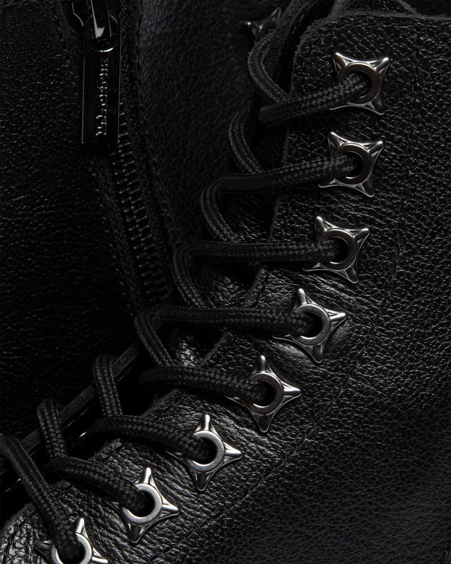 schwarze dr. martens 1460 pascal zip tumbled damen-schnürstiefel
