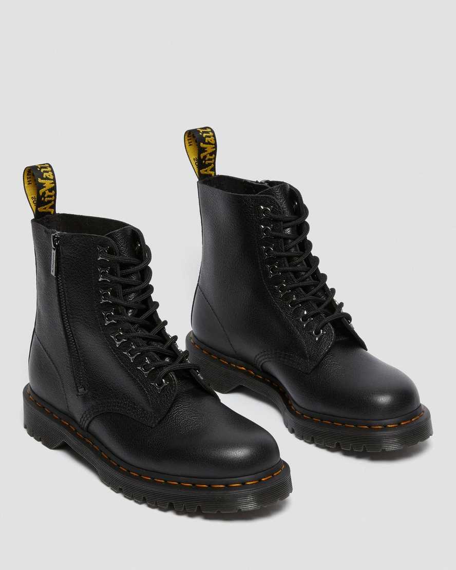 schwarze dr. martens 1460 pascal zip tumbled damen-schnürstiefel