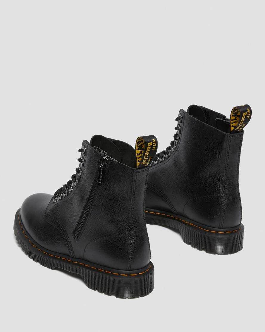 schwarze dr. martens 1460 pascal zip tumbled damen-schnürstiefel