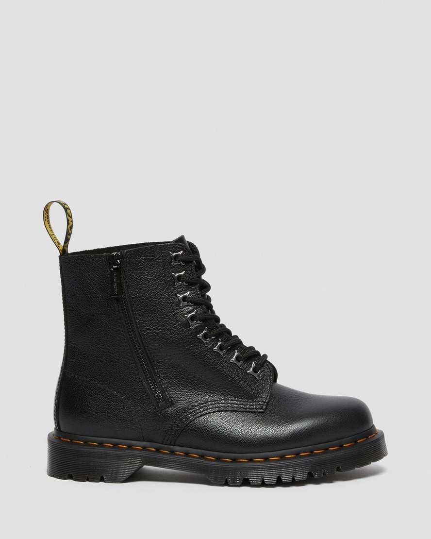 schwarze dr. martens 1460 pascal zip tumbled damen-schnürstiefel